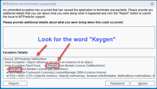 unexpected exception